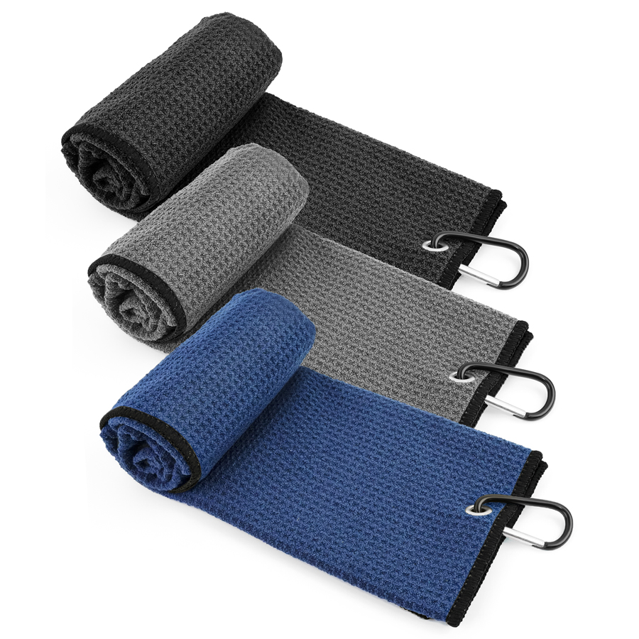 Golf Towel Waffle - Ręcznik golfowy z mikrofibry z karabińczykami,
