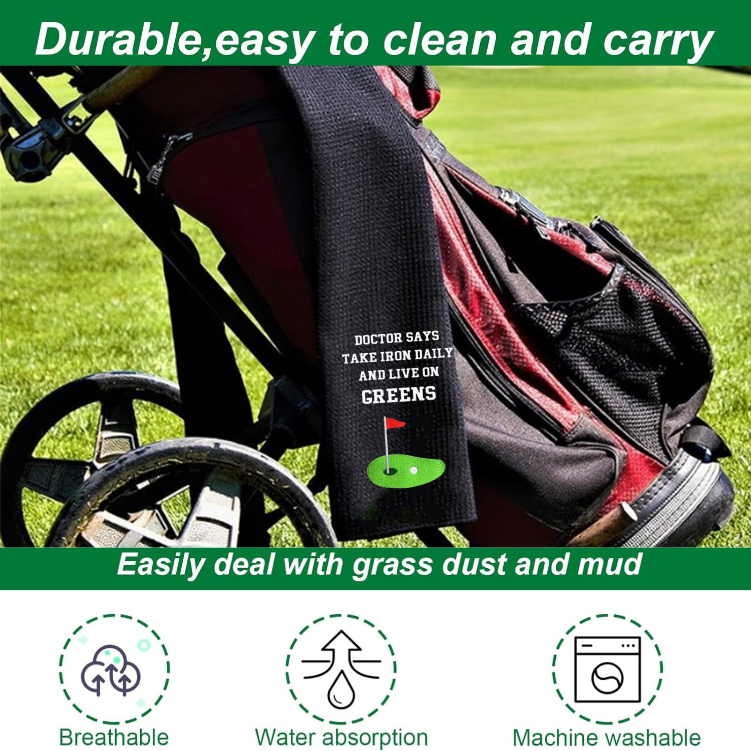 Duży haftowany ręcznik golfowy – Golf Towel Waffle recenzja i cena