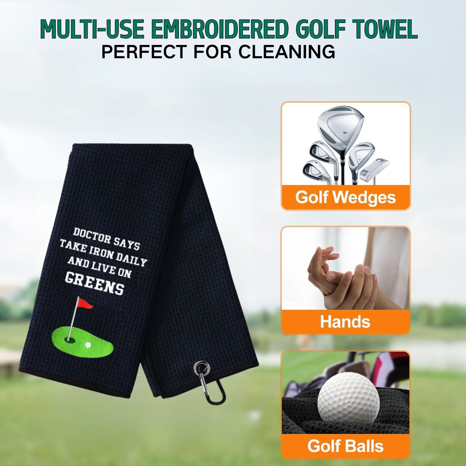 Duży haftowany ręcznik golfowy – Golf Towel Waffle recenzja i cena
