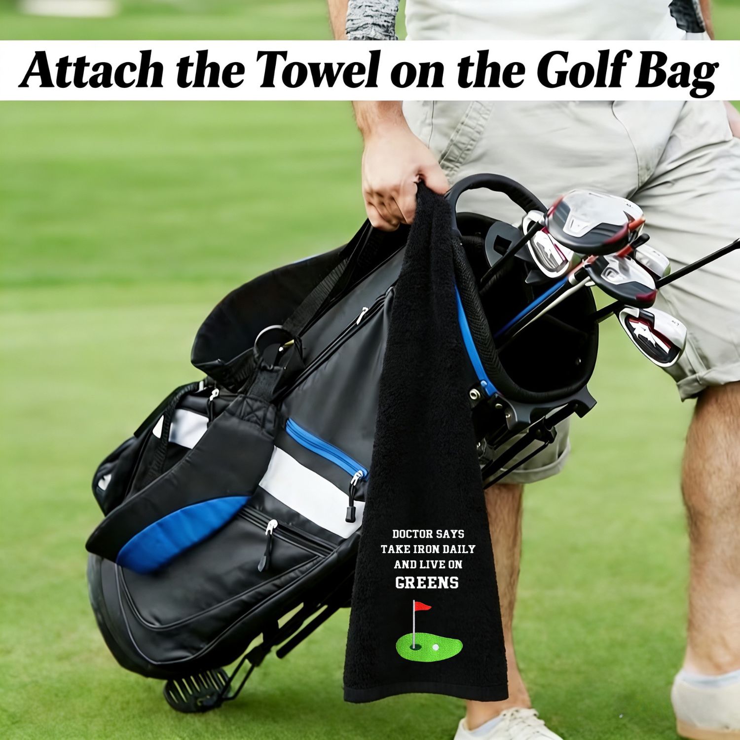 Duży haftowany ręcznik golfowy – Golf Towel Waffle recenzja i cena
